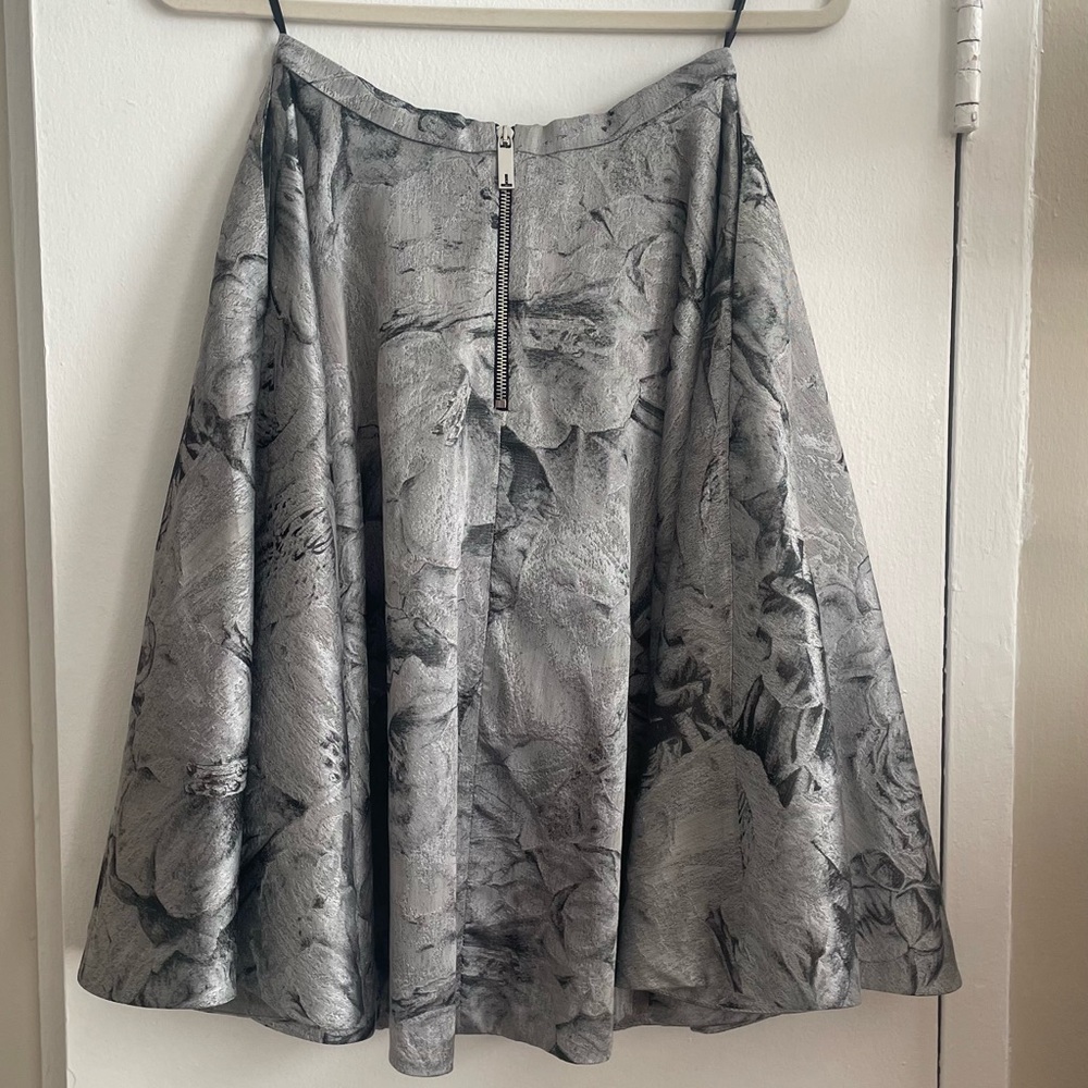 Ted Baker Charcoal Silver Floral A-Line Skirt